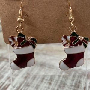 New Christmas stocking /Holiday/Festive Accessory Drop Earrings